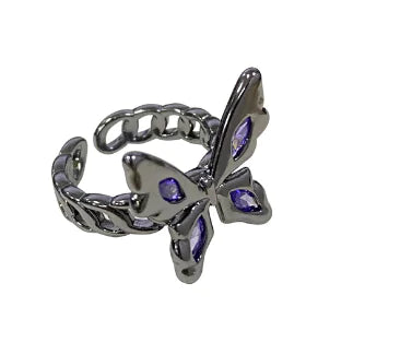 Noir Bloom – Adjustable Black Butterfly Ring
